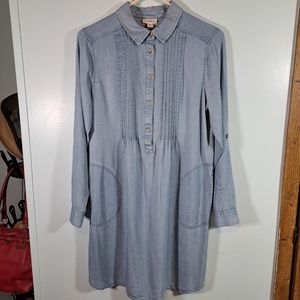 J. Jill Denim Chambray Long Sleeve Midi Shirt Dress SZ S